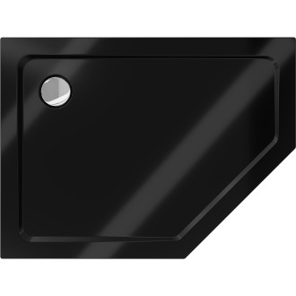 Mexen Flat brodzik pięciokątny slim lewy 90 x 80 cm, czarny, syfon chrom - 41P708090L