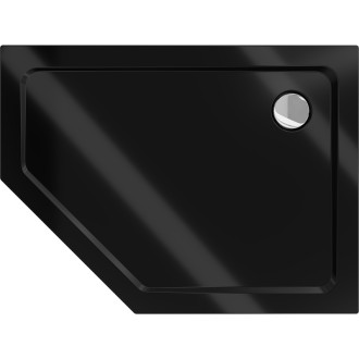 Mexen Flat brodzik pięciokątny slim prawy 90 x 80 cm, czarny, syfon chrom - 41P708090R