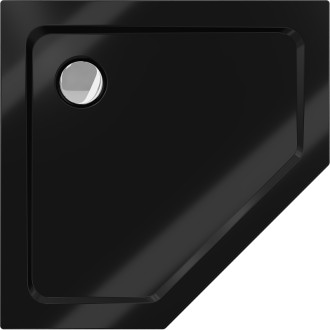 Mexen Flat brodzik pięciokątny slim 90 x 90 cm, czarny, syfon chrom - 41P709090