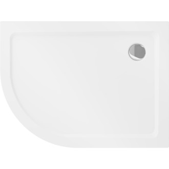 Mexen Flat brodzik półokrągły slim prawy 100 x 80 cm, biały, syfon chrom - 41108010P