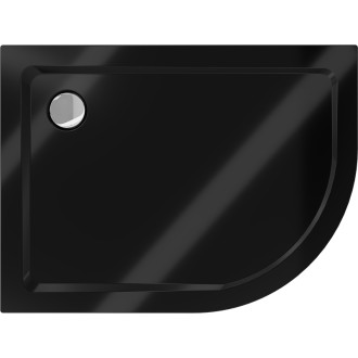 Mexen Flat brodzik półokrągły slim lewy 100 x 80 cm, czarny, syfon chrom - 41708010L