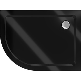 Mexen Flat brodzik półokrągły slim prawy 120 x 80 cm, czarny, syfon chrom - 41708012P