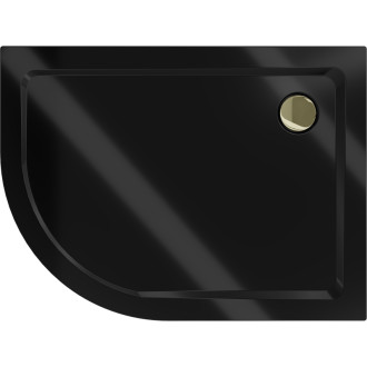 Mexen Flat brodzik półokrągły slim prawy 90 x 80 cm, czarny, syfon złoty - 41708090P-G