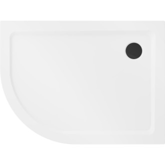 Mexen Flat brodzik półokrągły slim prawy 100 x 80 cm, biały, syfon czarny - 41108010P-B