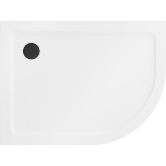 Mexen Flat brodzik półokrągły slim lewy 120 x 90 cm, biały, syfon czarny - 41109012L-B