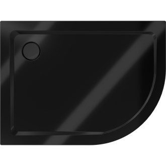 Mexen Flat brodzik półokrągły slim lewy 100 x 80 cm, czarny, syfon czarny - 41708010L-B