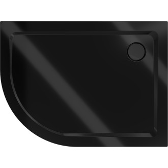 Mexen Flat brodzik półokrągły slim prawy 100 x 80 cm, czarny, syfon czarny - 41708010P-B