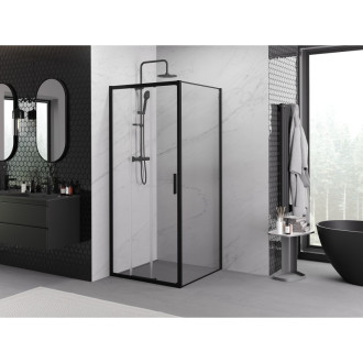 Mexen Exo kabina prysznicowa rozsuwana 80 x 80 cm, transparent, czarna - 8153-080-080-70-00