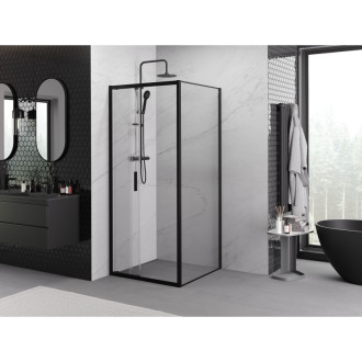 Mexen Exo kabina prysznicowa rozsuwana 90 x 90 cm, transparent, czarna - 8153-090-090-70-00
