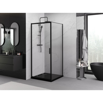 Mexen Exo kabina prysznicowa rozsuwana 90 x 90 cm, transparent, czarna - 8153-090-090-70-00