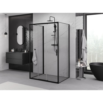 Mexen Exo-3S kabina prysznicowa 3-ścienna rozsuwana 95 x 75 cm, transparent, czarna - 8153-095-075-70-00-3S