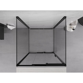 Mexen Exo-3S kabina prysznicowa 3-ścienna rozsuwana 80 x 80 cm, transparent, czarna - 8153-080-080-70-00-3S