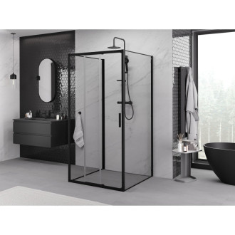 Mexen Exo-3S kabina prysznicowa 3-ścienna rozsuwana 90 x 90 cm, transparent, czarna - 8153-090-090-70-00-3S