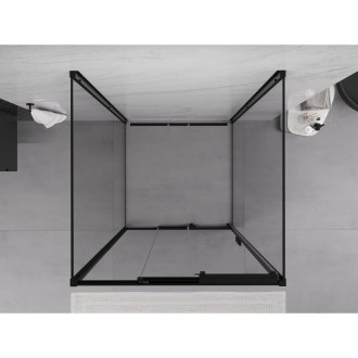 Mexen Exo-3S kabina prysznicowa 3-ścienna rozsuwana 90 x 90 cm, transparent, czarna - 8153-090-090-70-00-3S