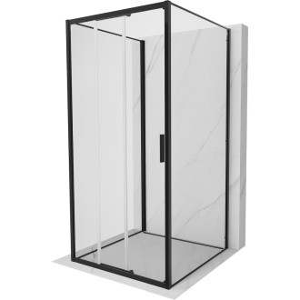 Mexen Exo-3S třístěnný posuvný sprchový kout 100 x 100 cm, průhledný, černý - 8153-100-100-70-00-3S