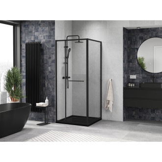 Mexen Linea kabina prysznicowa rozsuwana 90 x 90 cm, transparent, czarna - 8E1-090-090-70-70