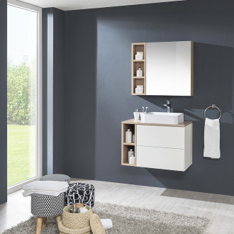 Aira, koupelnová skříňka s keramickým umyvadlem 610x548x465 mm, spodní, dub Halifax CN740