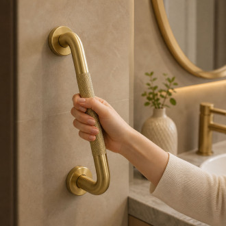 Rovné koupelnové madlo Brush Gold