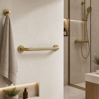 Rovné koupelnové madlo Brush Gold
