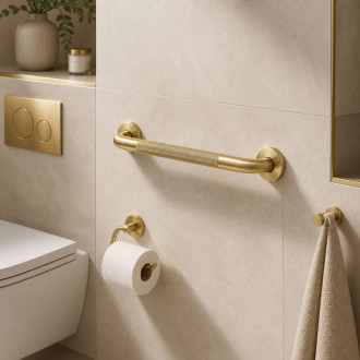 Rovné koupelnové madlo Brush Gold