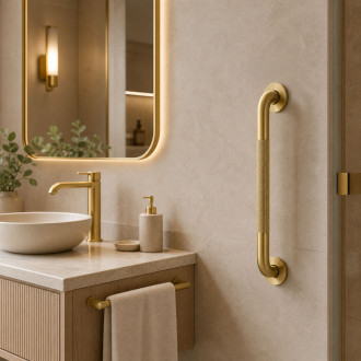 Rovné koupelnové madlo Brush Gold