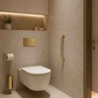 Rovné koupelnové madlo Brush Gold