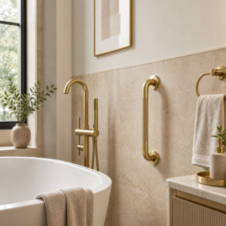 Rovné koupelnové madlo Brush Gold