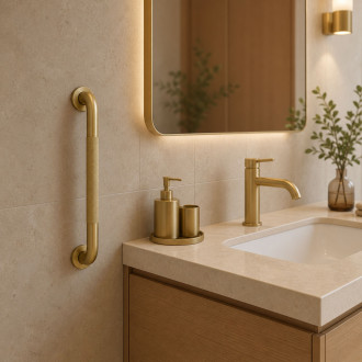 Rovné koupelnové madlo Brush Gold
