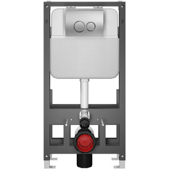 CERANO - Kompletní WC set Basic/Cesso - černá lesklá - WC tlačítko Dualo/Stříbrná - volně stojící - předstěnová instalace - 49x36 cm