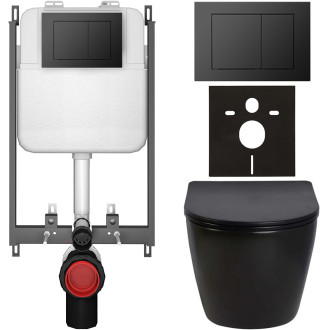 CERANO - Kompletní WC set Basic/Cesso - černá lesklá - WC tlačítko Maxio/Černá - pro zazdění - 49x36 cm