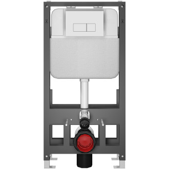 CERANO - Kompletní WC set Basic/Cesso - černá lesklá - WC tlačítko Modulo/Bílá - volně stojící - předstěnová instalace - 49x36 cm