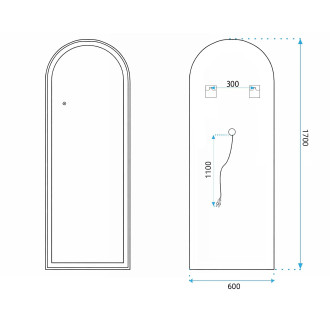 Zrcadlo LED Orbit 60x170cm Black