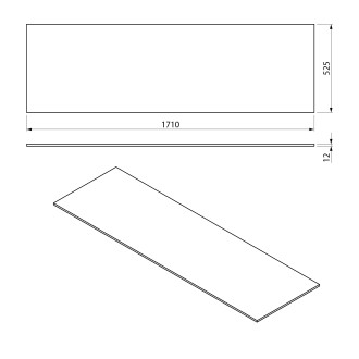 LOREA deska Rockstone 171x1,2x52,5cm, bílá mat