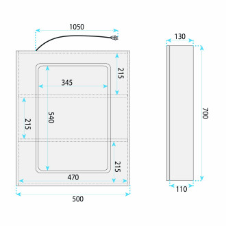 Zrcadlová skříňka s LED osvětlením Rea Zenit 70x50cm