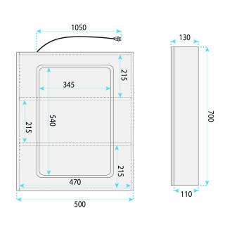 Zrcadlová skříňka s LED osvětlením Rea Zenit 70x50cm