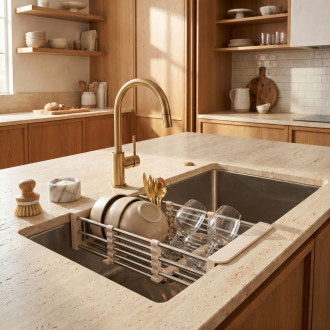 Teleskopický odkapávač na dřez REA P14487B Beige
