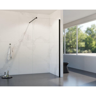 Walk-in sprchový kout LAGOS BLACK NEW 200 s otočným panelem
