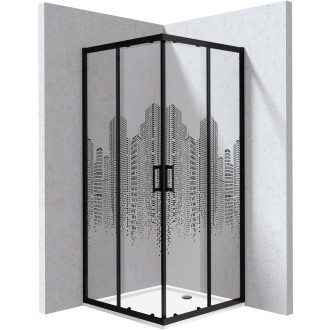 Deante Set: Sprchový kout KYC_ND88P, nero, vzor City + KTJ_082B, 80 × 80 cm KYCPND88P
