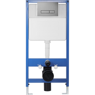 CERANO - Kompletní WC set Profi/Dure - bílá lesklá - WC tlačítko Slim/Tmavě šedá - předstěnová instalace - 51x35 cm