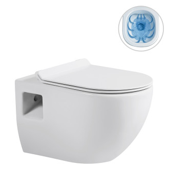 CERANO - Kompletní WC set Profi/Dure - bílá lesklá - WC tlačítko Slim/Tmavě šedá - předstěnová instalace - 51x35 cm