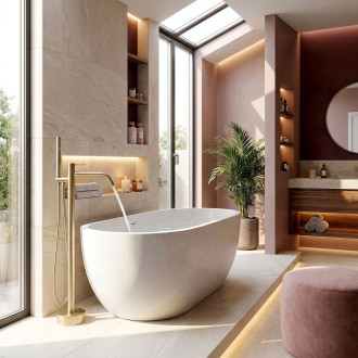 REA Volně stojící baterie Rea Clif Brush Gold REA-B7502