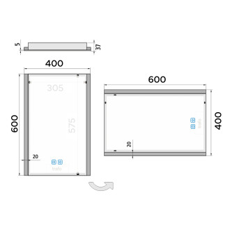 LED zrcadlo 400x600 se dvěma dotykovými senzory