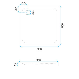 REA Sprchová akrylová vanička Belmond White 90x90 KPL-04371