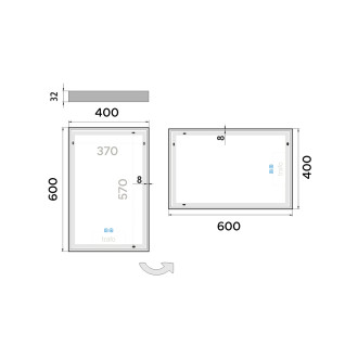 LED zrcadlo 400x600 se dvěma dotykovými senzory