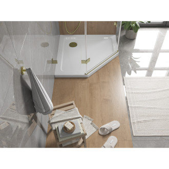 Mexen Flat brodzik pięciokątny slim 80 x 80 cm, biały, syfon złoty - 41P108080-G