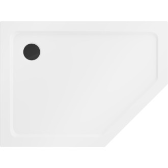 Mexen Flat brodzik pięciokątny slim lewy 90 x 80 cm, biały, syfon czarny - 41P108090L-B
