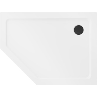 Mexen Flat brodzik pięciokątny slim prawy 90 x 80 cm, biały, syfon czarny - 41P108090R-B