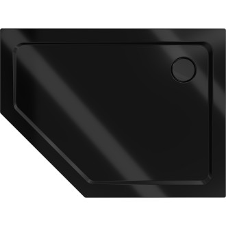 Mexen Flat brodzik pięciokątny slim prawy 100 x 80 cm, czarny, syfon czarny - 41P708010R-B