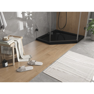 Mexen Flat brodzik pięciokątny slim 90 x 90 cm, czarny, syfon czarny - 41P709090-B