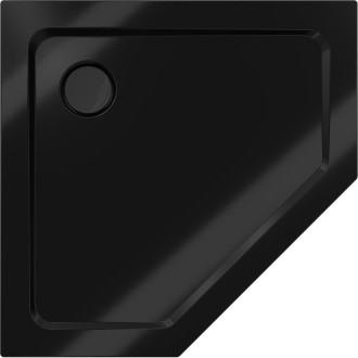 Mexen Flat brodzik pięciokątny slim 90 x 90 cm, czarny, syfon czarny - 41P709090-B